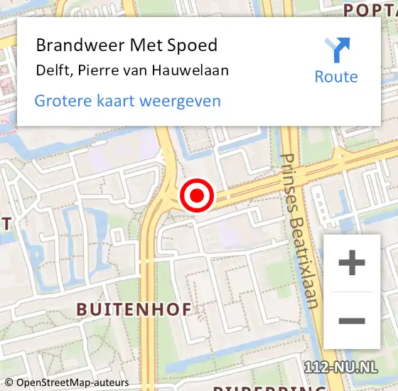 Locatie op kaart van de 112 melding: Brandweer Met Spoed Naar Delft, Pierre van Hauwelaan op 30 december 2023 16:21