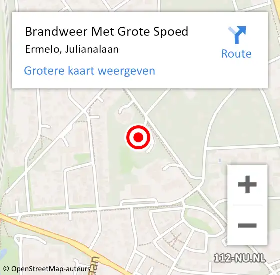 Locatie op kaart van de 112 melding: Brandweer Met Grote Spoed Naar Ermelo, Julianalaan op 30 december 2023 16:22