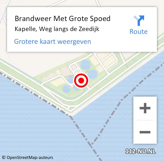 Locatie op kaart van de 112 melding: Brandweer Met Grote Spoed Naar Kapelle, Weg langs de Zeedijk op 30 december 2023 17:19