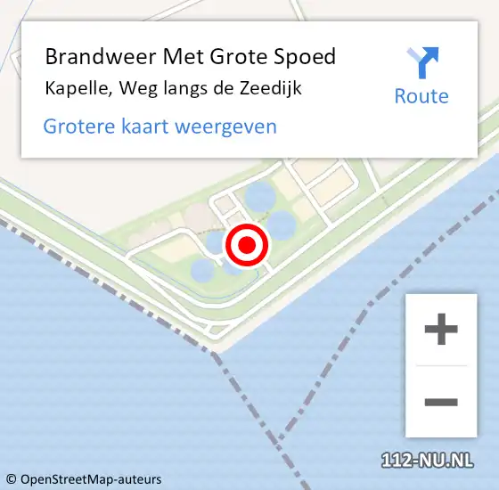 Locatie op kaart van de 112 melding: Brandweer Met Grote Spoed Naar Kapelle, Weg langs de Zeedijk op 30 december 2023 17:24