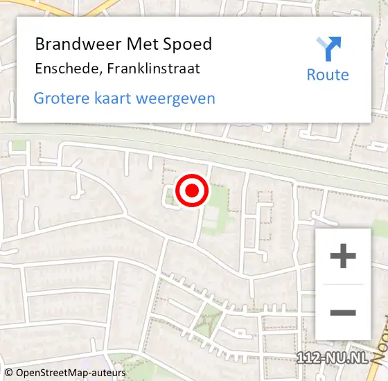 Locatie op kaart van de 112 melding: Brandweer Met Spoed Naar Enschede, Franklinstraat op 30 december 2023 17:34