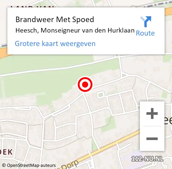 Locatie op kaart van de 112 melding: Brandweer Met Spoed Naar Heesch, Monseigneur van den Hurklaan op 30 december 2023 17:59