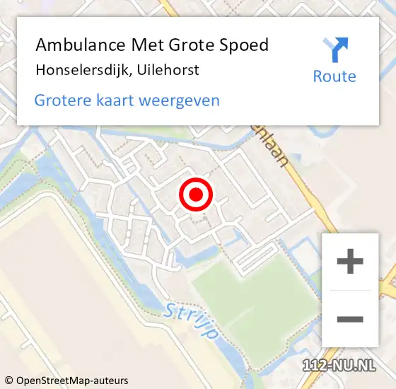 Locatie op kaart van de 112 melding: Ambulance Met Grote Spoed Naar Honselersdijk, Uilehorst op 30 december 2023 18:24