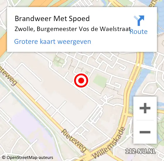 Locatie op kaart van de 112 melding: Brandweer Met Spoed Naar Zwolle, Burgemeester Vos de Waelstraat op 30 december 2023 18:33