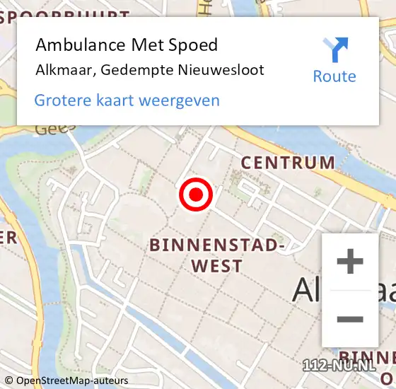 Locatie op kaart van de 112 melding: Ambulance Met Spoed Naar Alkmaar, Gedempte Nieuwesloot op 30 december 2023 18:52