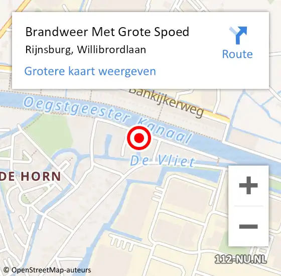 Locatie op kaart van de 112 melding: Brandweer Met Grote Spoed Naar Rijnsburg, Willibrordlaan op 30 december 2023 18:54