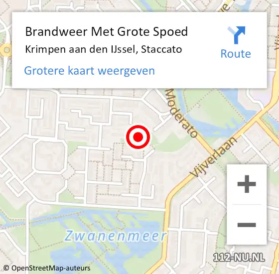 Locatie op kaart van de 112 melding: Brandweer Met Grote Spoed Naar Krimpen aan den IJssel, Staccato op 30 december 2023 18:55