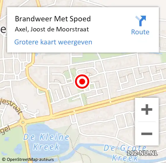 Locatie op kaart van de 112 melding: Brandweer Met Spoed Naar Axel, Joost de Moorstraat op 30 december 2023 19:09