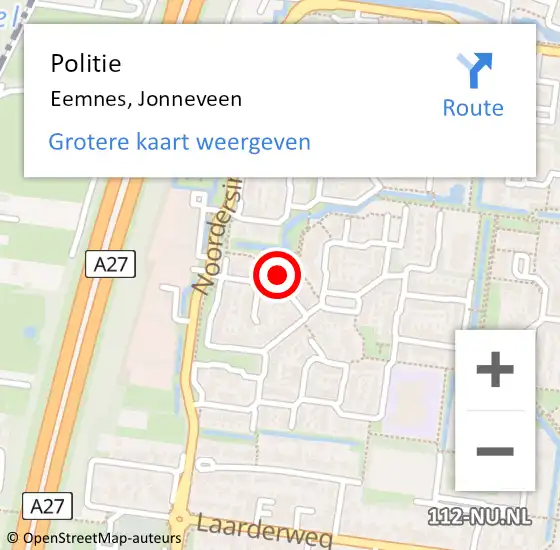 Locatie op kaart van de 112 melding: Politie Eemnes, Jonneveen op 30 december 2023 19:22