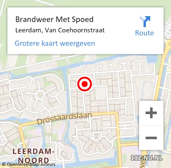 Locatie op kaart van de 112 melding: Brandweer Met Spoed Naar Leerdam, Van Coehoornstraat op 30 december 2023 19:51