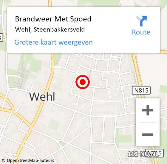 Locatie op kaart van de 112 melding: Brandweer Met Spoed Naar Wehl, Steenbakkersveld op 30 december 2023 19:53