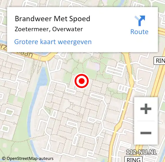 Locatie op kaart van de 112 melding: Brandweer Met Spoed Naar Zoetermeer, Overwater op 30 december 2023 20:00