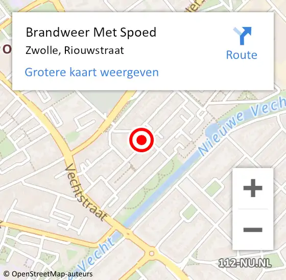 Locatie op kaart van de 112 melding: Brandweer Met Spoed Naar Zwolle, Riouwstraat op 30 december 2023 20:08