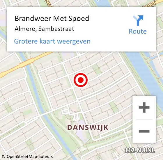 Locatie op kaart van de 112 melding: Brandweer Met Spoed Naar Almere, Sambastraat op 30 december 2023 20:13