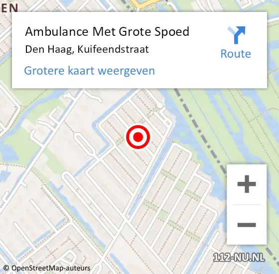 Locatie op kaart van de 112 melding: Ambulance Met Grote Spoed Naar Den Haag, Kuifeendstraat op 30 december 2023 20:19