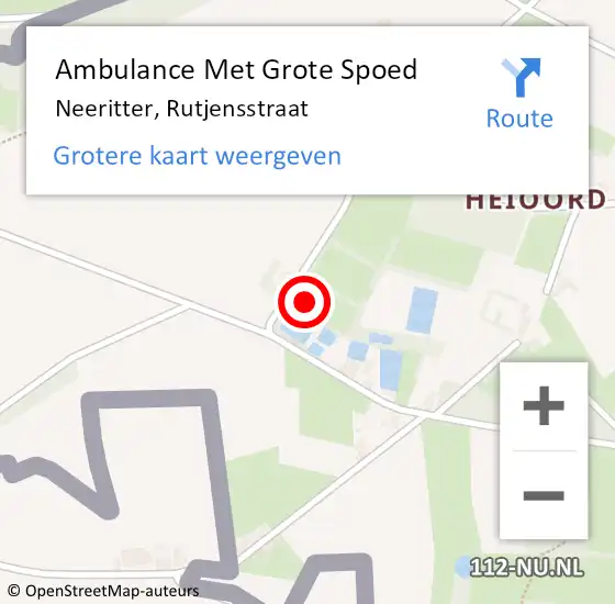 Locatie op kaart van de 112 melding: Ambulance Met Grote Spoed Naar Neeritter, Rutjensstraat op 30 december 2023 20:35