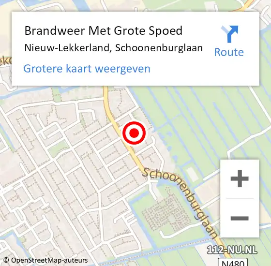 Locatie op kaart van de 112 melding: Brandweer Met Grote Spoed Naar Nieuw-Lekkerland, Schoonenburglaan op 30 december 2023 20:38