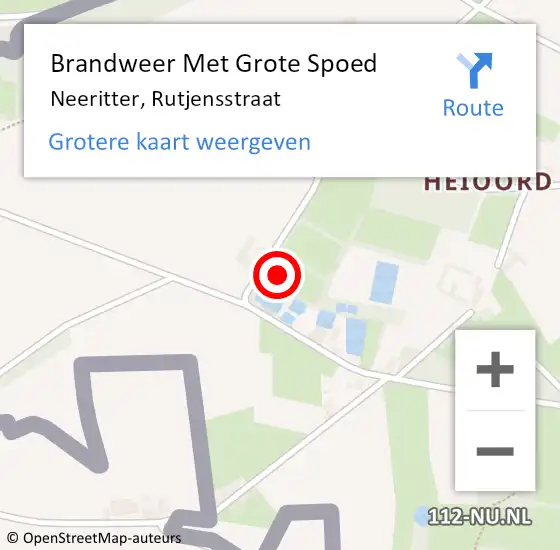 Locatie op kaart van de 112 melding: Brandweer Met Grote Spoed Naar Neeritter, Rutjensstraat op 30 december 2023 20:39