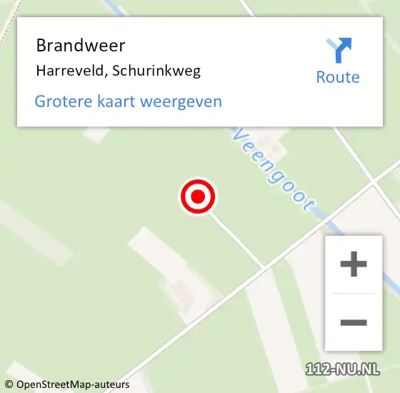 Locatie op kaart van de 112 melding: Brandweer Harreveld, Schurinkweg op 30 december 2023 20:51