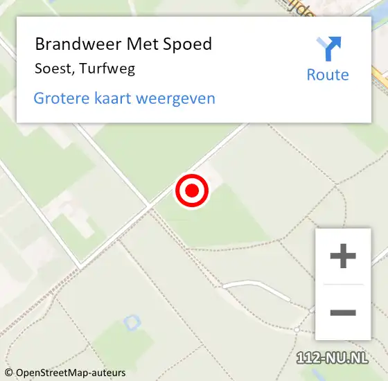 Locatie op kaart van de 112 melding: Brandweer Met Spoed Naar Soest, Turfweg op 30 december 2023 20:52