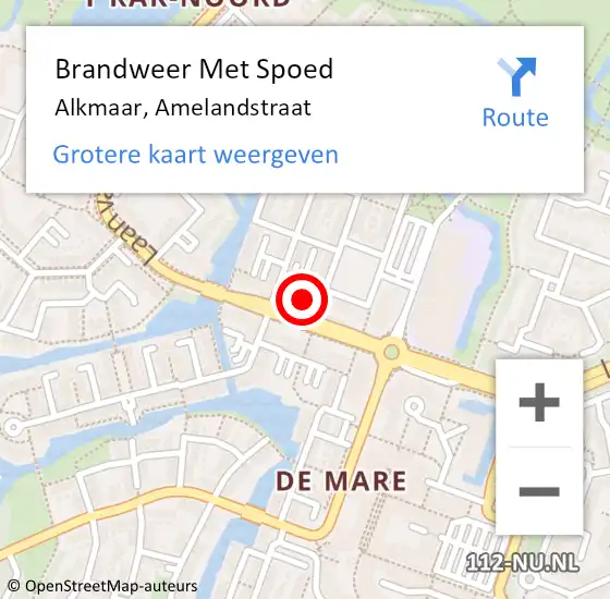 Locatie op kaart van de 112 melding: Brandweer Met Spoed Naar Alkmaar, Amelandstraat op 30 december 2023 21:01