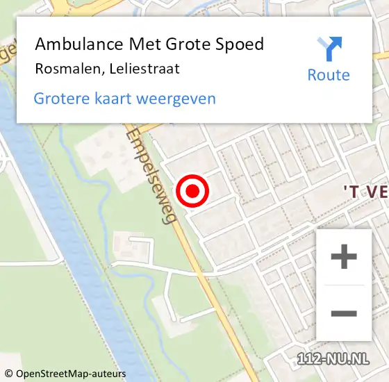 Locatie op kaart van de 112 melding: Ambulance Met Grote Spoed Naar Rosmalen, Leliestraat op 20 september 2014 10:47