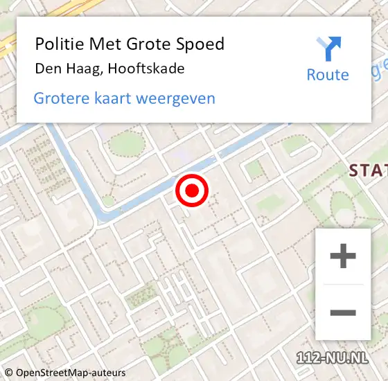 Locatie op kaart van de 112 melding: Politie Met Grote Spoed Naar Den Haag, Hooftskade op 30 december 2023 21:26