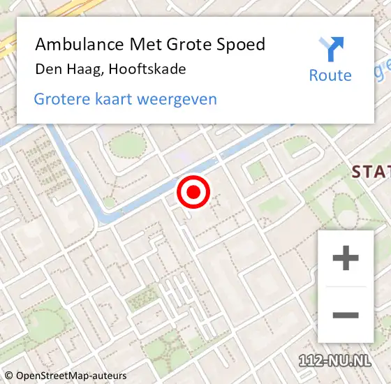 Locatie op kaart van de 112 melding: Ambulance Met Grote Spoed Naar Den Haag, Hooftskade op 30 december 2023 21:27