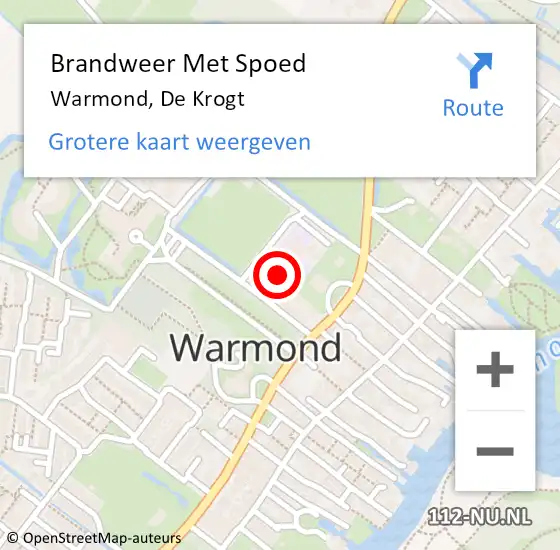 Locatie op kaart van de 112 melding: Brandweer Met Spoed Naar Warmond, De Krogt op 30 december 2023 21:31