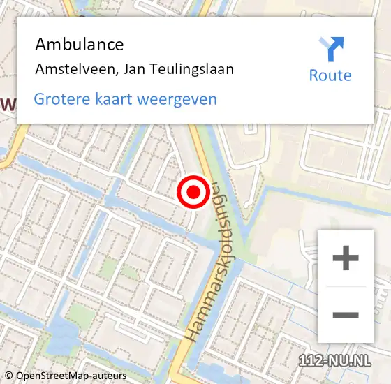 Locatie op kaart van de 112 melding: Ambulance Amstelveen, Jan Teulingslaan op 30 december 2023 21:36