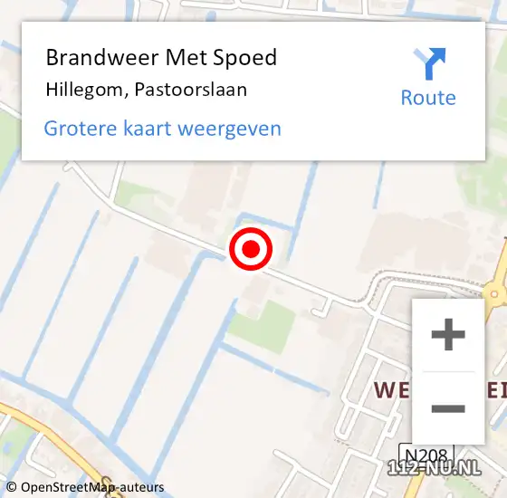 Locatie op kaart van de 112 melding: Brandweer Met Spoed Naar Hillegom, Pastoorslaan op 30 december 2023 21:37