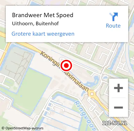 Locatie op kaart van de 112 melding: Brandweer Met Spoed Naar Uithoorn, Buitenhof op 30 december 2023 21:43