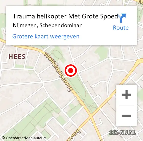 Locatie op kaart van de 112 melding: Trauma helikopter Met Grote Spoed Naar Nijmegen, Schependomlaan op 30 december 2023 21:47