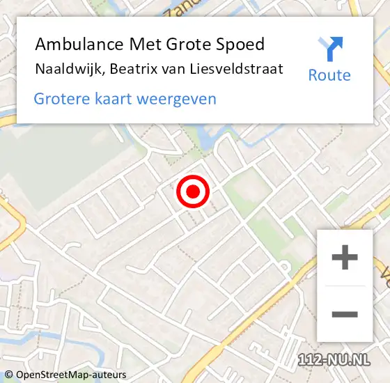 Locatie op kaart van de 112 melding: Ambulance Met Grote Spoed Naar Naaldwijk, Beatrix van Liesveldstraat op 30 december 2023 22:00