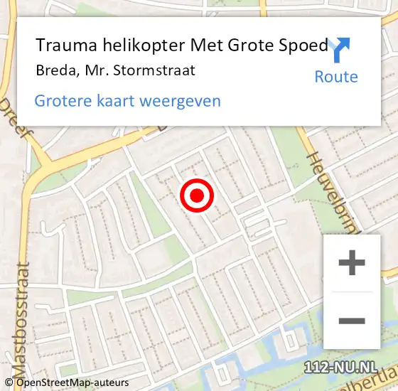 Locatie op kaart van de 112 melding: Trauma helikopter Met Grote Spoed Naar Breda, Mr. Stormstraat op 30 december 2023 22:04