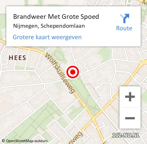 Locatie op kaart van de 112 melding: Brandweer Met Grote Spoed Naar Nijmegen, Schependomlaan op 30 december 2023 22:09