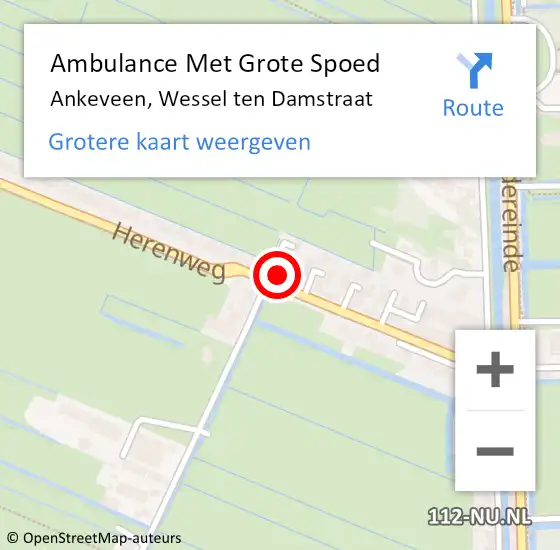 Locatie op kaart van de 112 melding: Ambulance Met Grote Spoed Naar Ankeveen, Wessel ten Damstraat op 20 september 2014 10:57