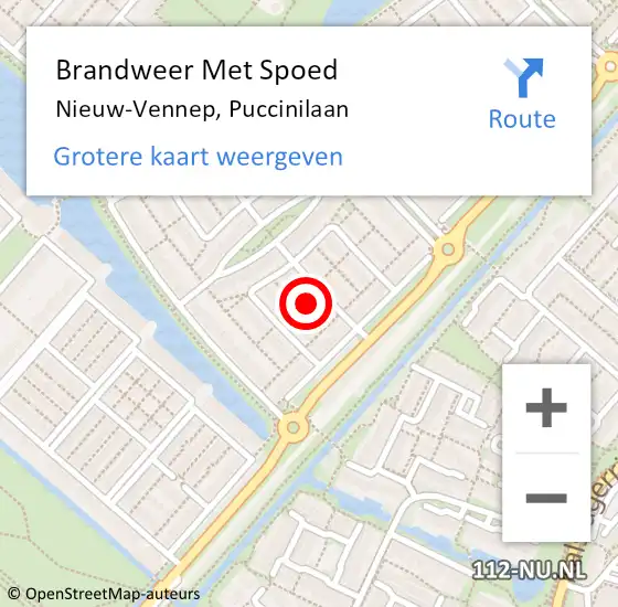 Locatie op kaart van de 112 melding: Brandweer Met Spoed Naar Nieuw-Vennep, Puccinilaan op 30 december 2023 22:38