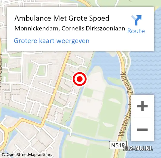 Locatie op kaart van de 112 melding: Ambulance Met Grote Spoed Naar Monnickendam, Cornelis Dirkszoonlaan op 30 december 2023 22:39