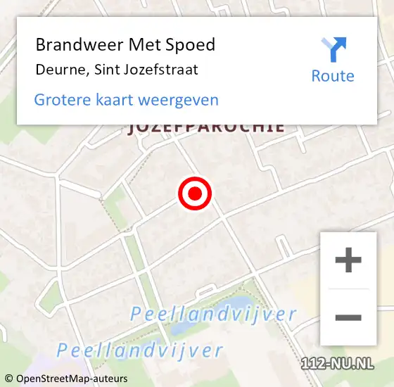 Locatie op kaart van de 112 melding: Brandweer Met Spoed Naar Deurne, Sint Jozefstraat op 30 december 2023 22:40