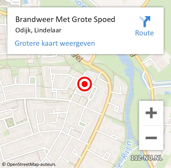 Locatie op kaart van de 112 melding: Brandweer Met Grote Spoed Naar Odijk, Lindelaar op 20 september 2014 10:59