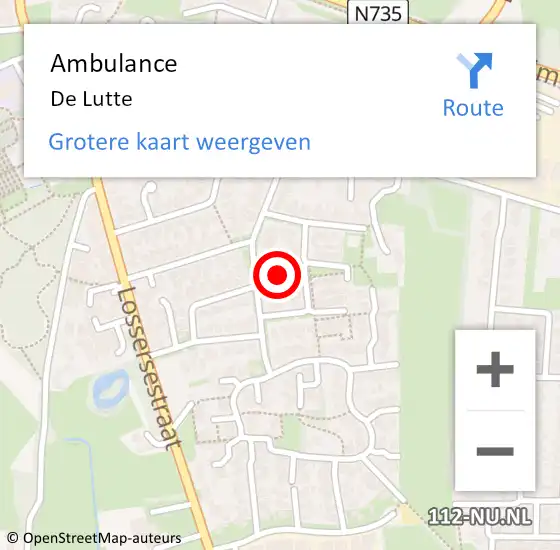 Locatie op kaart van de 112 melding: Ambulance De Lutte op 30 december 2023 22:51