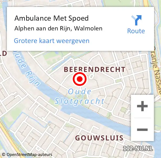 Locatie op kaart van de 112 melding: Ambulance Met Spoed Naar Alphen aan den Rijn, Walmolen op 30 december 2023 23:01