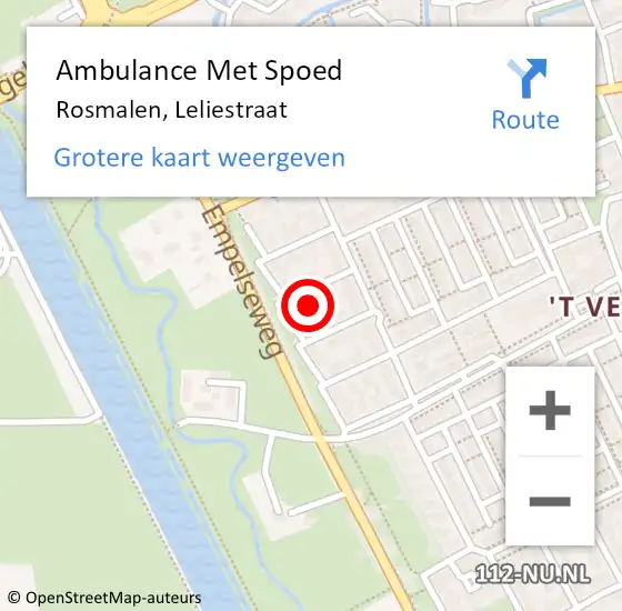 Locatie op kaart van de 112 melding: Ambulance Met Spoed Naar Rosmalen, Leliestraat op 20 september 2014 11:02