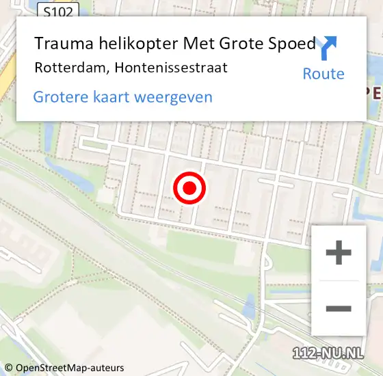 Locatie op kaart van de 112 melding: Trauma helikopter Met Grote Spoed Naar Rotterdam, Hontenissestraat op 30 december 2023 23:16