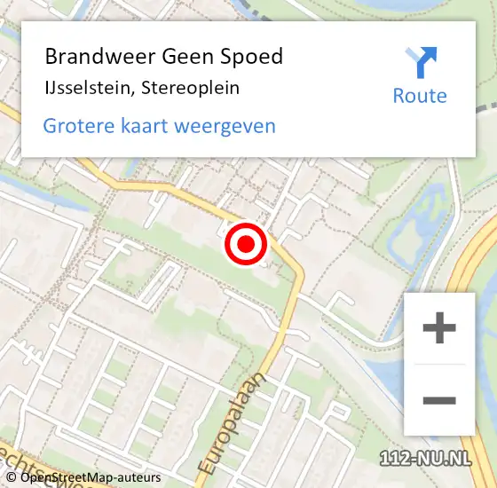 Locatie op kaart van de 112 melding: Brandweer Geen Spoed Naar IJsselstein, Stereoplein op 30 december 2023 23:43