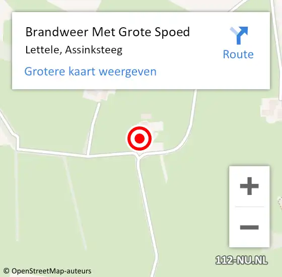 Locatie op kaart van de 112 melding: Brandweer Met Grote Spoed Naar Lettele, Assinksteeg op 20 september 2014 11:06