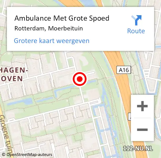 Locatie op kaart van de 112 melding: Ambulance Met Grote Spoed Naar Rotterdam, Moerbeituin op 30 december 2023 23:59