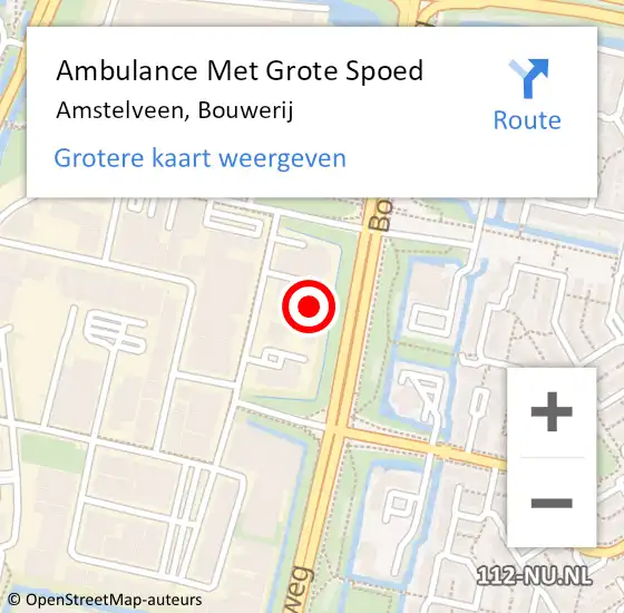 Locatie op kaart van de 112 melding: Ambulance Met Grote Spoed Naar Amstelveen, Bouwerij op 31 december 2023 00:15