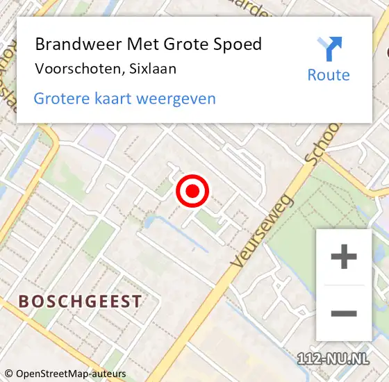 Locatie op kaart van de 112 melding: Brandweer Met Grote Spoed Naar Voorschoten, Sixlaan op 31 december 2023 00:39